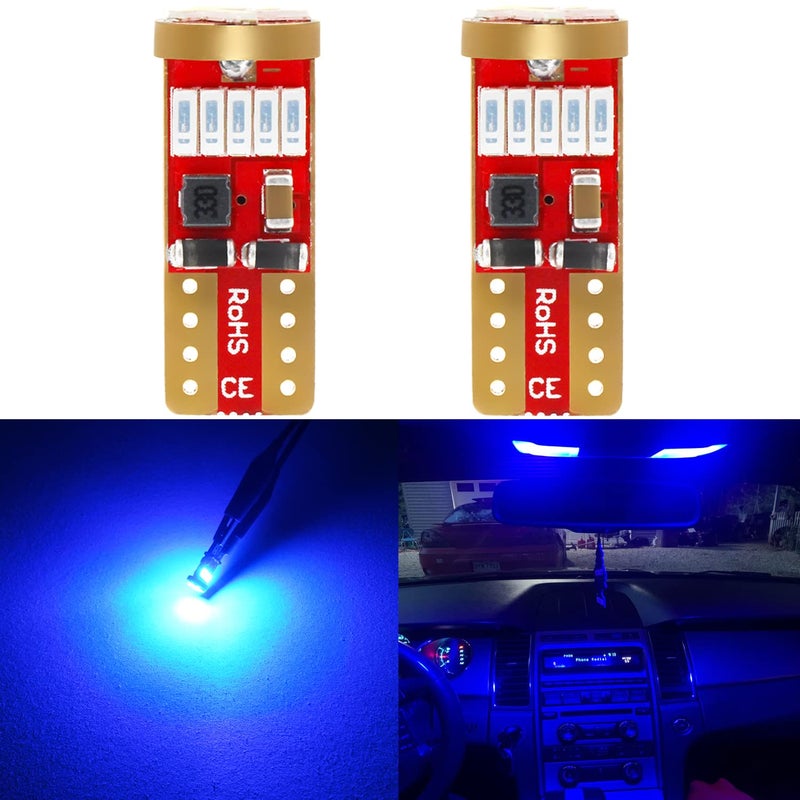 PHINLION 194 LED Blue Bulbs, Super Bright 168 2825 175 T10 Wedge LED Non Polarity Replacement Lamps for Car Interior Dome Map Reading Door Courtesy Parking License Plate Lights - Image 1